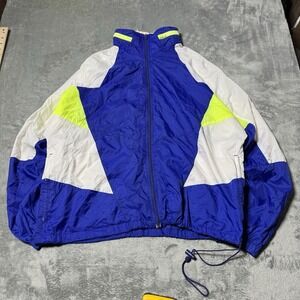 VTG 80s Nike Mens L Colorblocked Lightweight Windbreaker w Tuckaway Hood